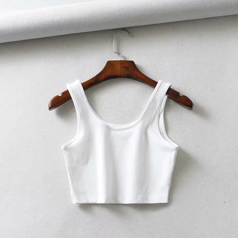 

White Ribbed Tank Top Knitting Short Stretchy Slim Casual Camisole Tank Tops Women Vest, Customized colors