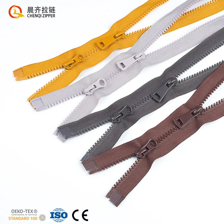 

CHENQI plastic double sided zippers 5# two way ordinary teeth rubber zipper classic durable