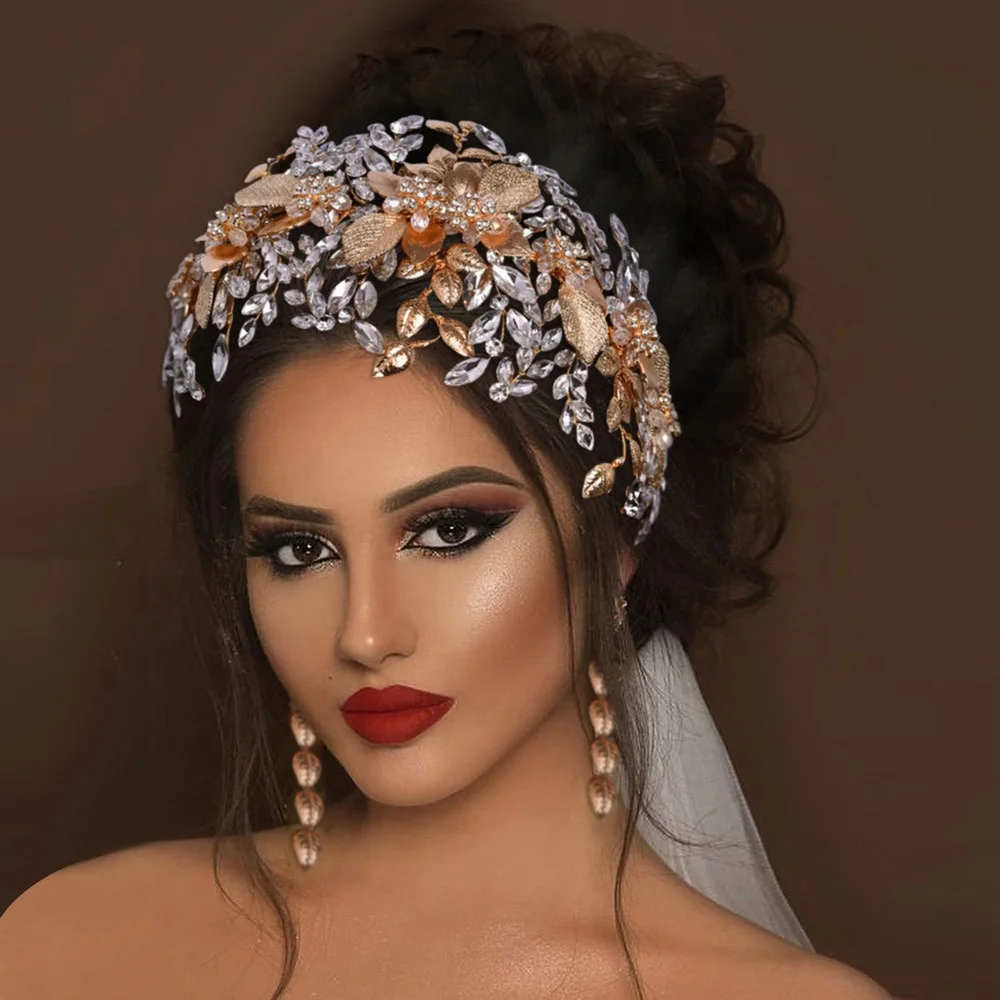 

Vintage Rose Gold Silver Wedding Accessories Bride Headwear Shiny Crystal Bridal Hair Accessories