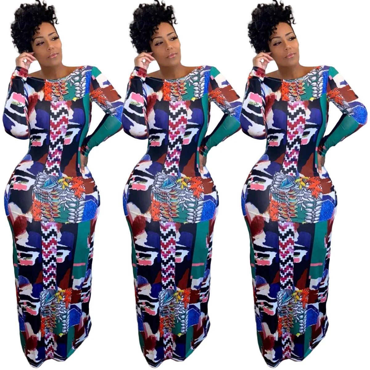 

2021 Spring/Summer New Fashion Plus Size Women'S Printed Halter Dress