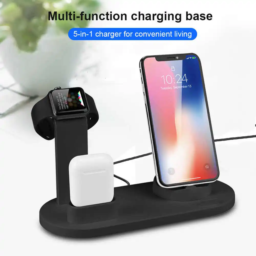 

5 in 1 Charging Stand For iPhone 11 Pro X XR XS MAX 8 7 Plus Charger Dock Station Base For Apple Watch 2/3/4/5 AirPods pro