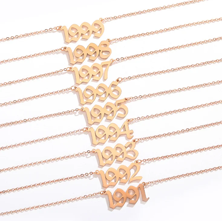 

wholesale New Fashion birth year necklace stainless steel, Picture