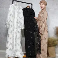 

Luxury high-end lens Muslim clothing embroidery women's lace sequins Machikadigan dress kimono open Abaya Bata Kaftan Dubai
