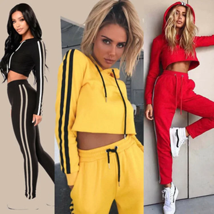 
Private label latest design tracksuits for women winter gym training hoodie tracksuit set 