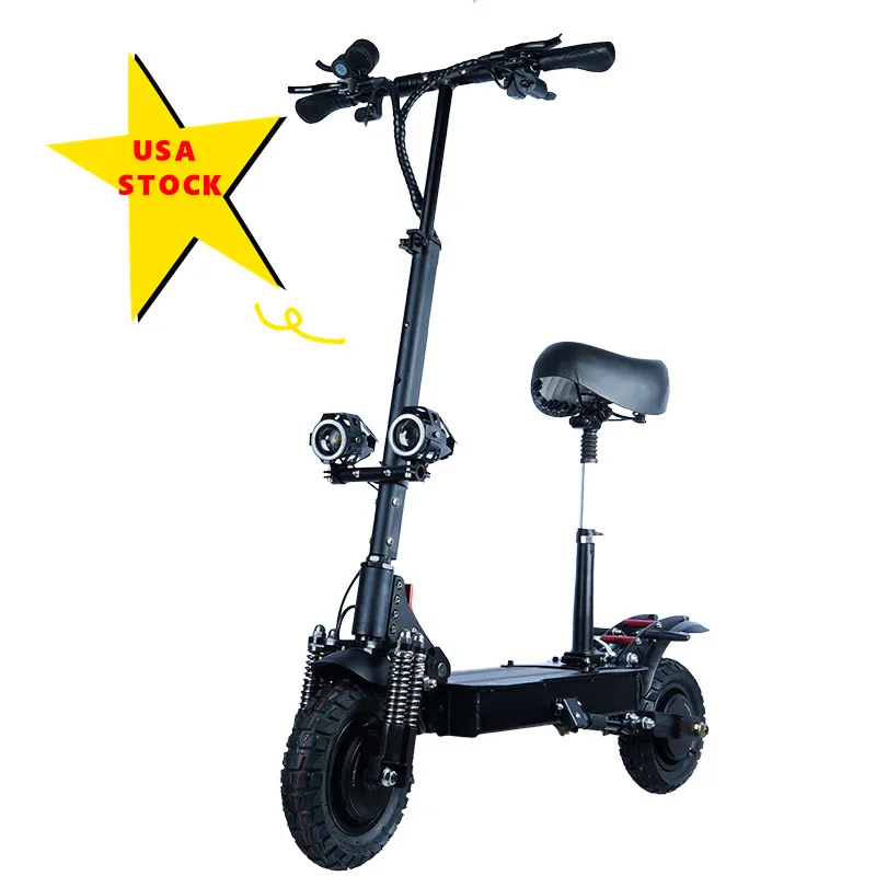 

Newest Model USA Warehouse Powerful Off Road 60V 22.4Ah Adult Foldable 2400w dual motor 10 inch electric scooter with seat