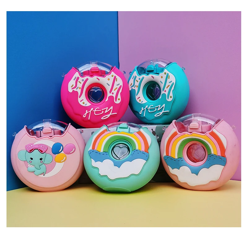 

Plastic water bottles cartoon tumbler cups portable cute water bottle  donut childre kids water bottles with straw, 9 colors