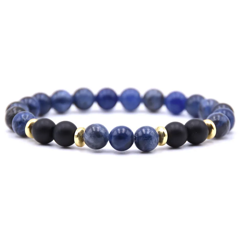 

Men's Yoga Natural Stone Agate Beaded Bracelet Lava Stone Turquoise 8MM Beaded Bracelet