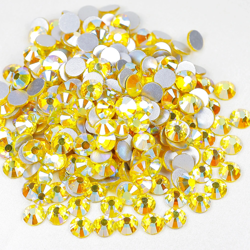 

Yantuo Factory Wholesale SS3-SS50 Citrine AB Crystal Flat Back Crystals Non Hot Fix Glass Rhinestones For Christmas Cups