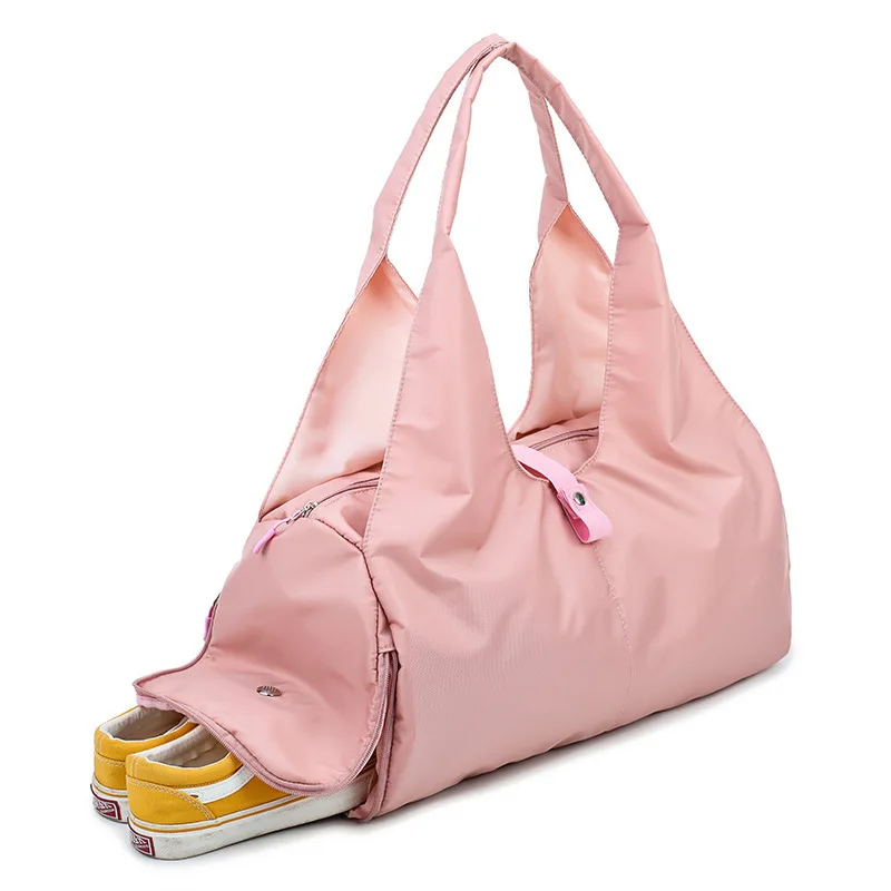 

Wholesale Waterproof Women Travel Tote Bag Shoe Yoga Mat Bag Gym Sport Pink Duffle Bag