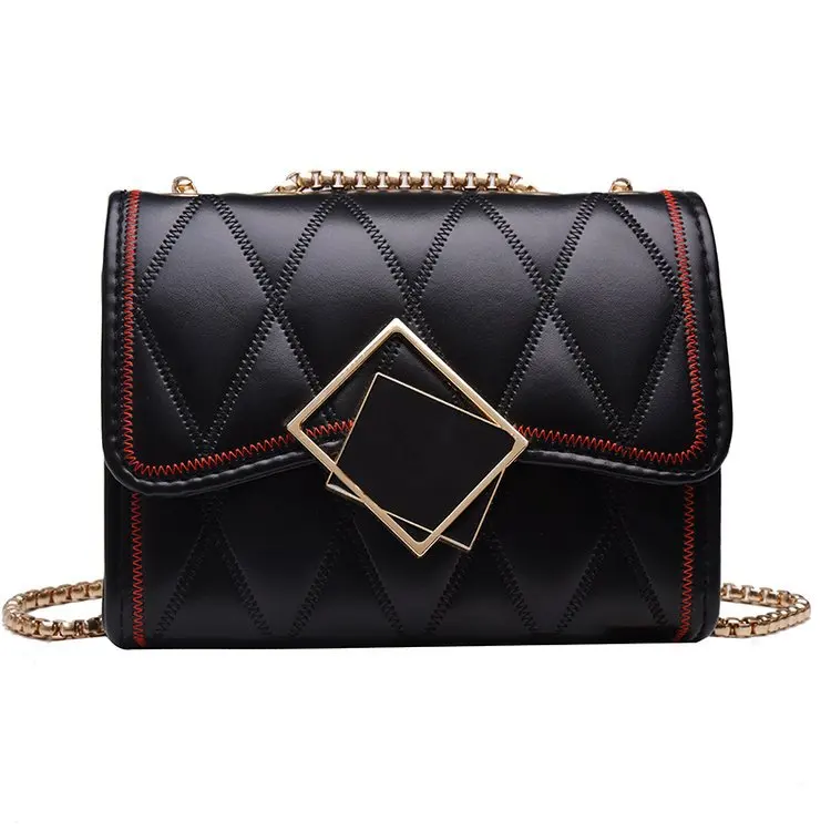

Fashion leather crossbody bag women luxury women bags designer Version Wild Girls Small Square Messenger Bag chain strap