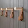 Maxery Home Art Simple Wooden and Leather Wall Hanger Hook coat Hook