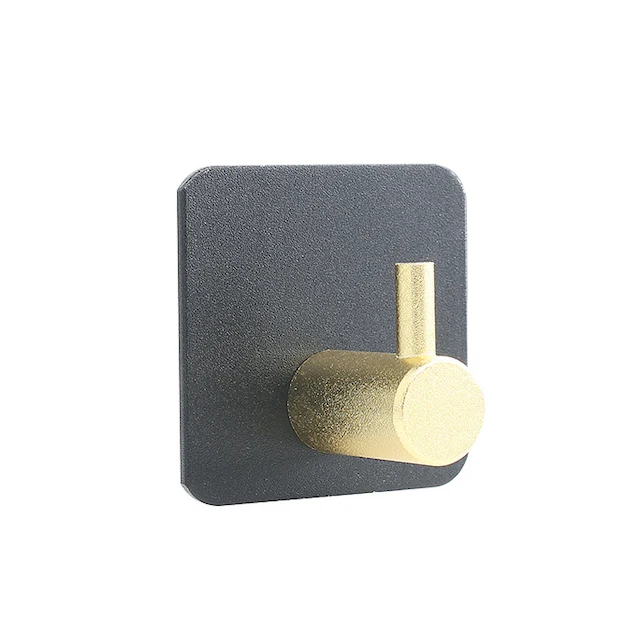 

Bathroom Aluminum Wall Mounted Hook for Hanging Robe Square Gold Adhesive Towel Hooks, Gold, silver, black, rose gold, black + gold, black + rose gold