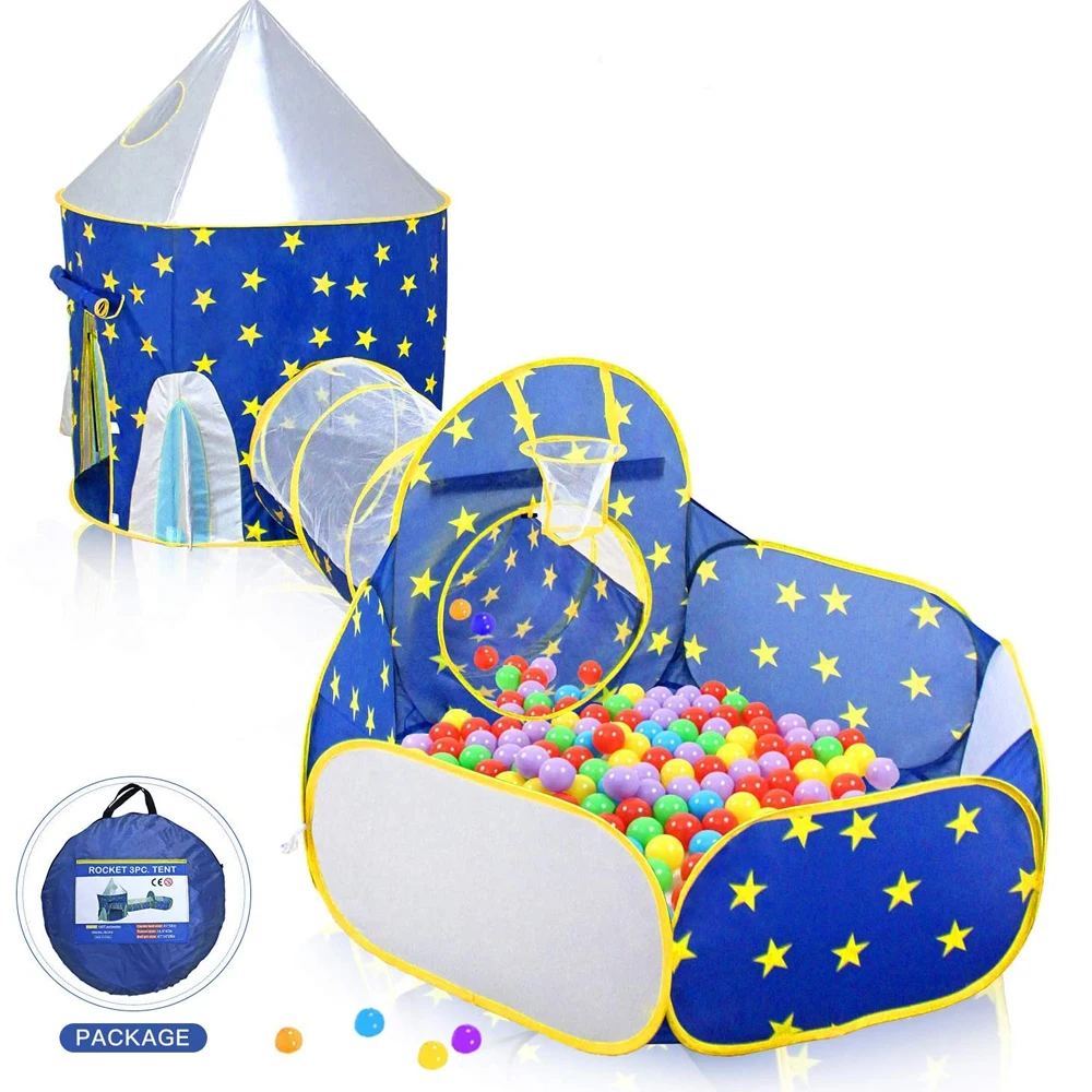 

Free Shipping New Design Creative 3 In 1 Rocket Ship Play Tent - Indoor/Outdoor Toddleers Playhouse Set For Babies