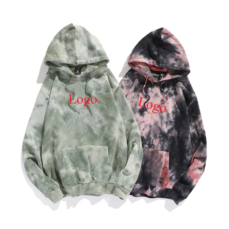 

Sports Clothing Custom Logo Tie-dye Gradients Pattern Tracksuit Men Colorblock Joggers Hooded Sweatshirt Cotton Hoodie