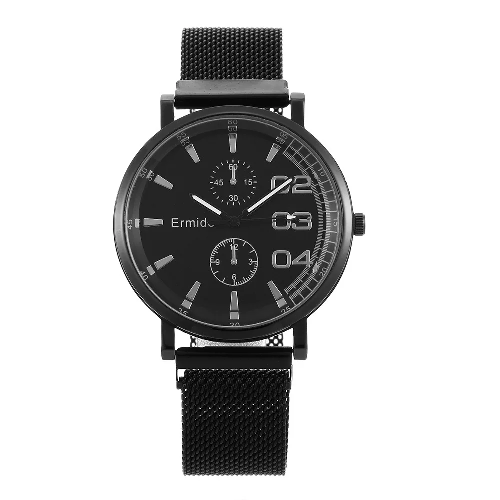 

New fashion men's mesh with magnet watchband quartz watch simple atmosphere digital student wrist performance goods reloj, 4 colors