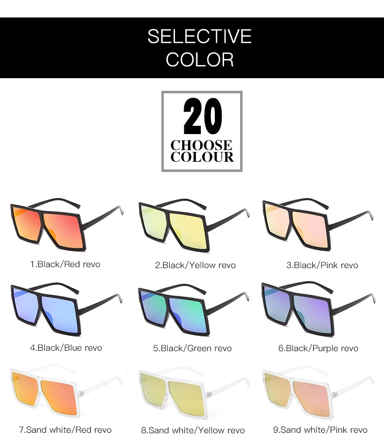 
Trend Oversized Square Big Frame Sunglasses Super Cheap Multi Colors Glasses 