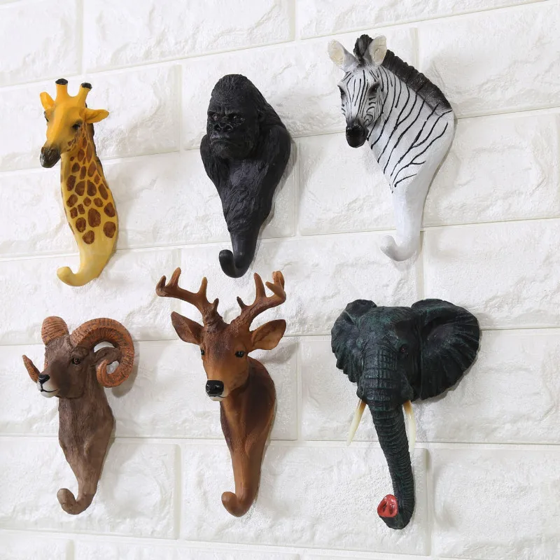 

Creative Hooks Retro Cafe Bar Wall Shop Hanging In Deer Head Animal Stereo Decorative Hook