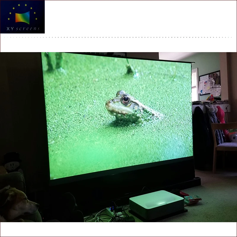 

16:9 4K flexible grey long throw short throw electric floor rising projection screen EDL-GF1