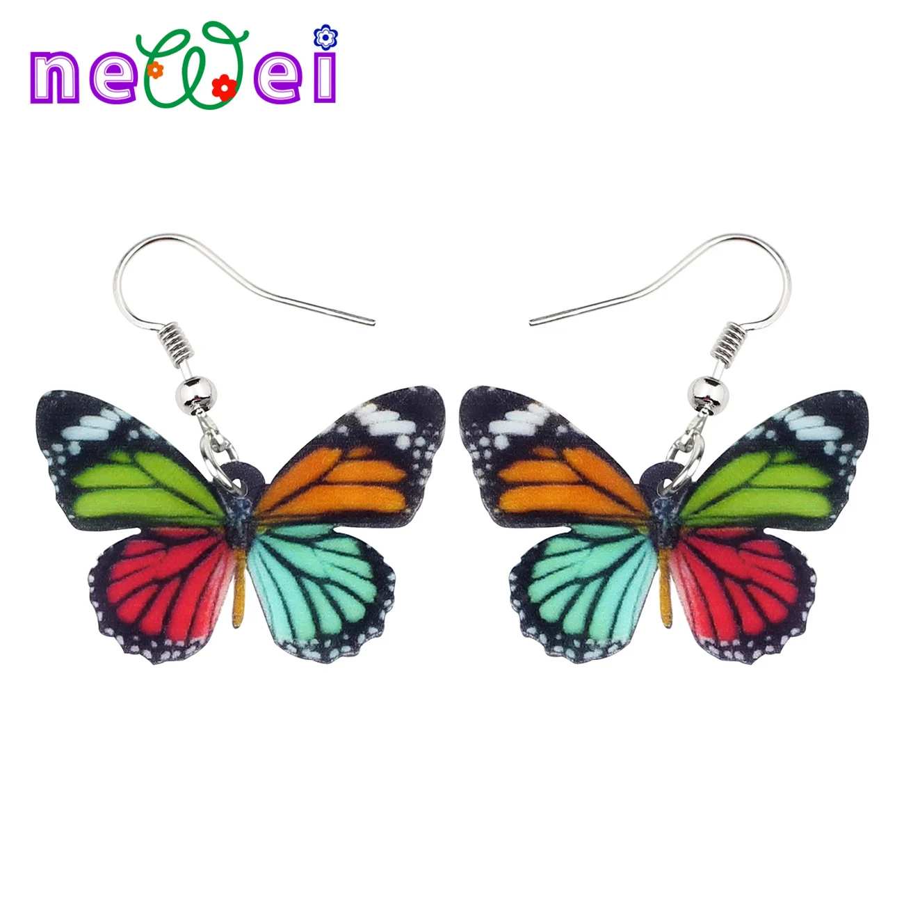 

NEWEI Acrylic Colorful Monarch Butterfly Earrings Drop Dangle Insect Fashion Jewelry for Women Girls Novelty Charms Gifts, Muticolor