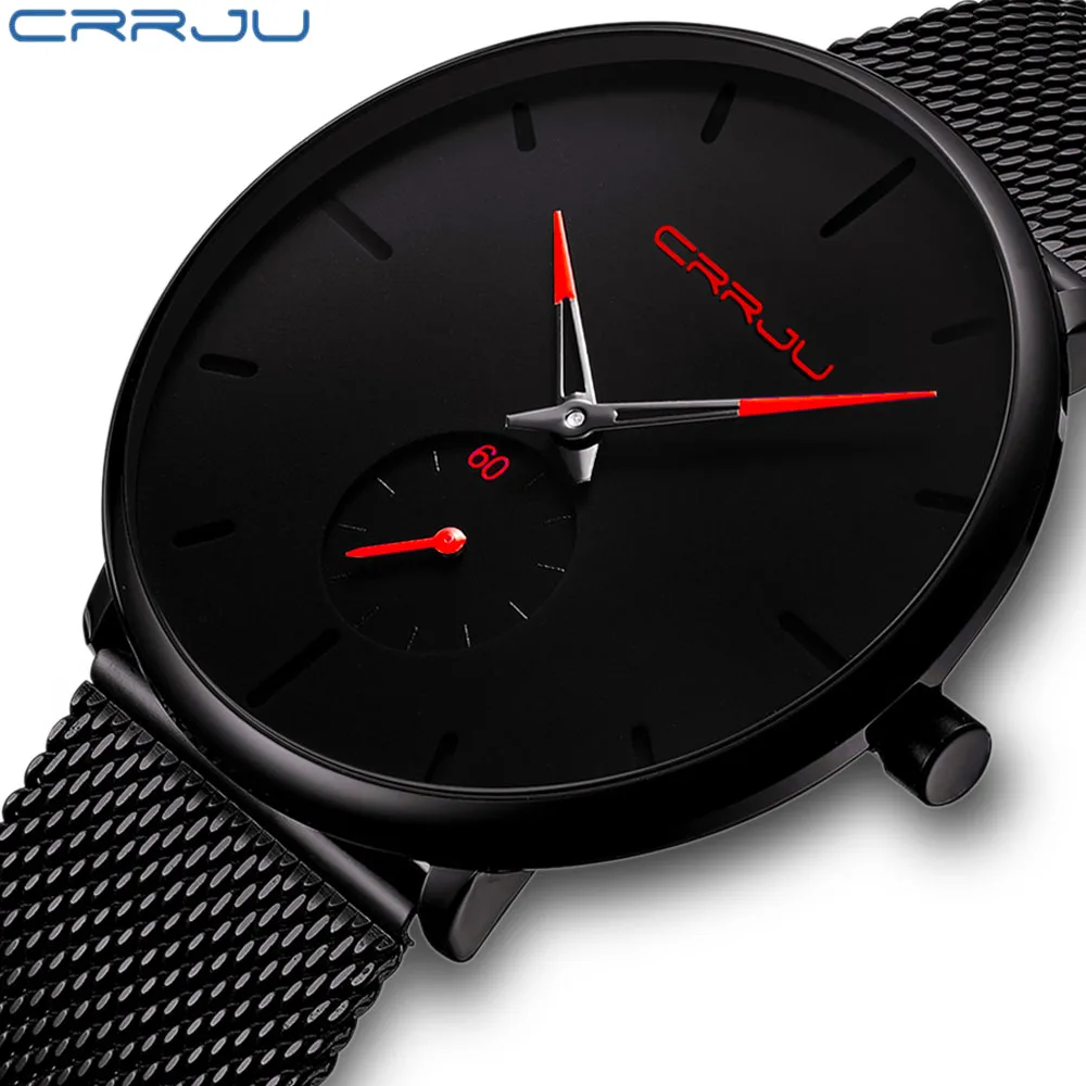 

Crrju 2150 Men Watches Hot Sale Quartz Movement Fashion Mesh Wrist Watch Relogio Masculino Watches Wholesale