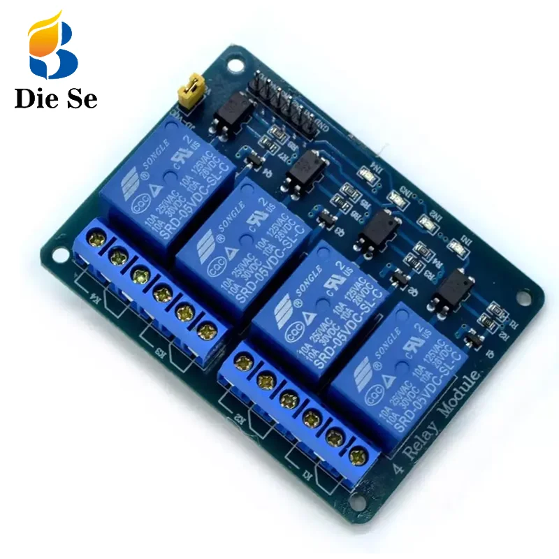 

5V 4 Channel Relay Module High and Low level Trigger With Optocoupler Isolation 12V 24V Relay Red PCB Board