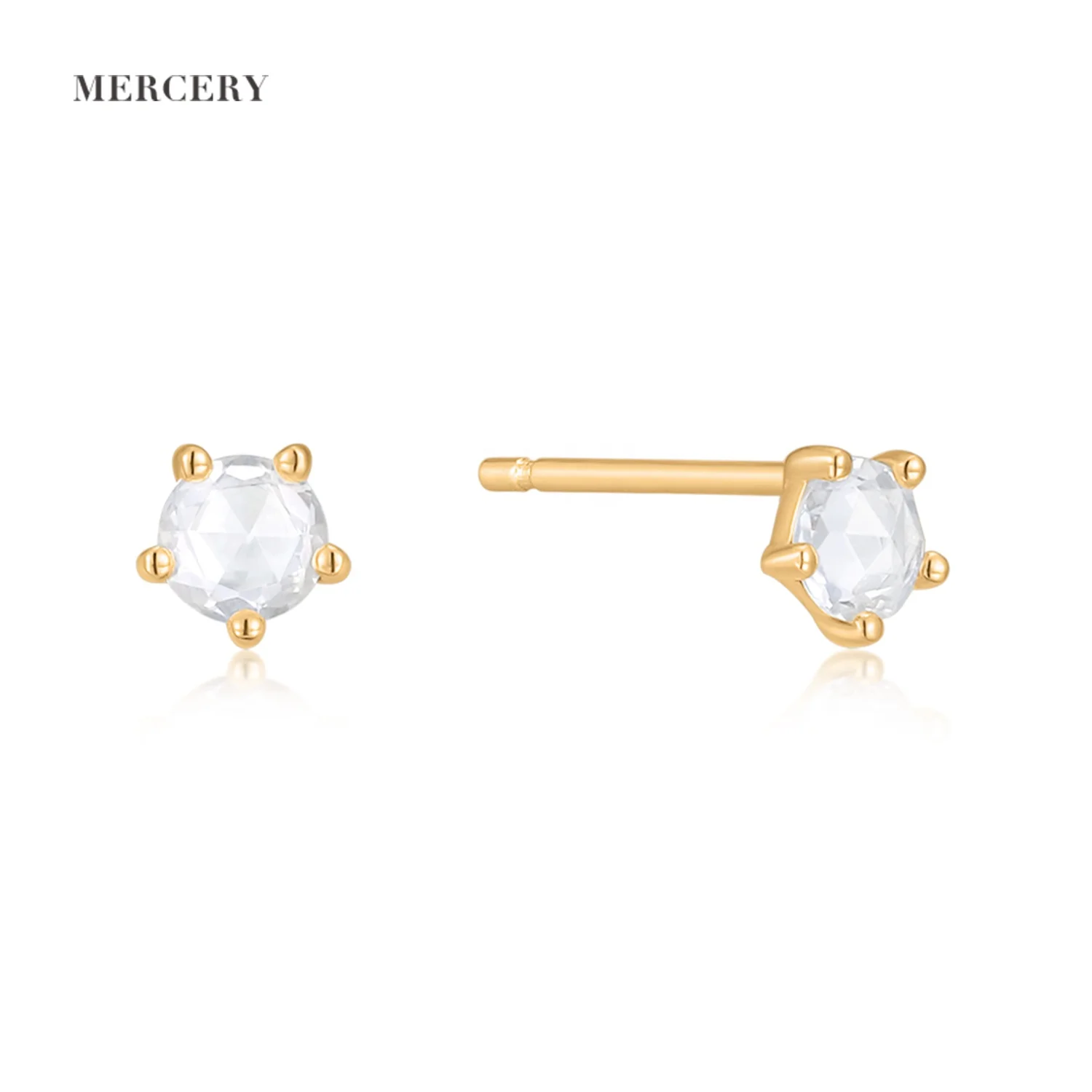 

Mercery Fine Jewelry 585 Real Gold White Sapphire Star Studs Earrings 14k Solid Gold Luxury Geometric Unique Earrings For Women