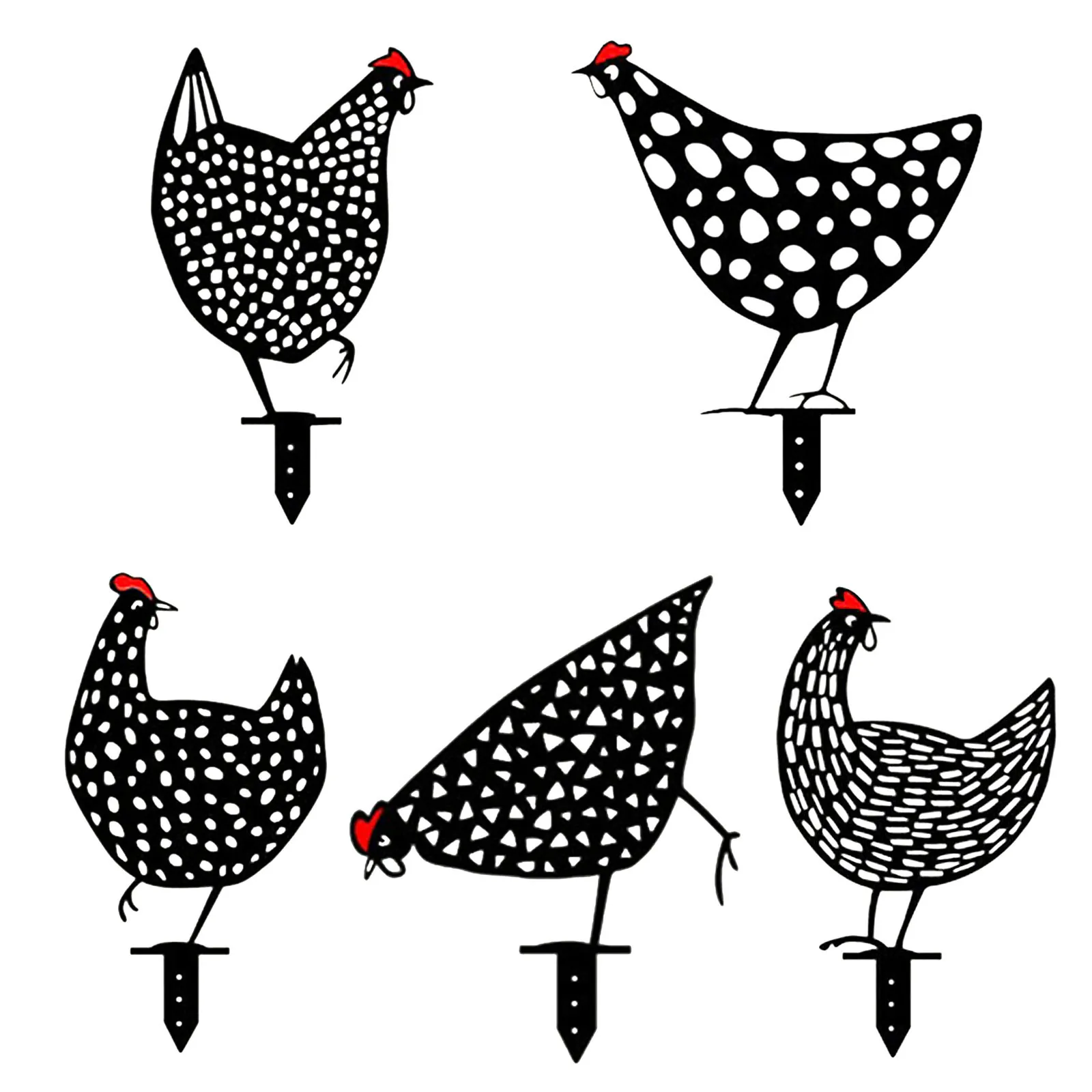 

High Quality Chicken Garden Family Yard Art Decor Strong Metal Material, Black