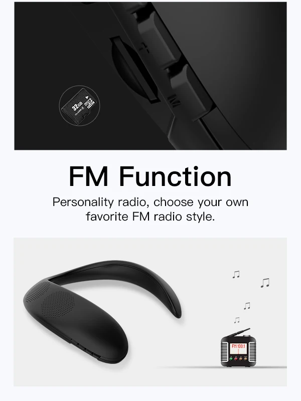 2020 China NEW Bluedio HS bluetooth neck speaker wireless 5.0 with super bass FM radio SD card slot with microphone for game - ANKUX.COM