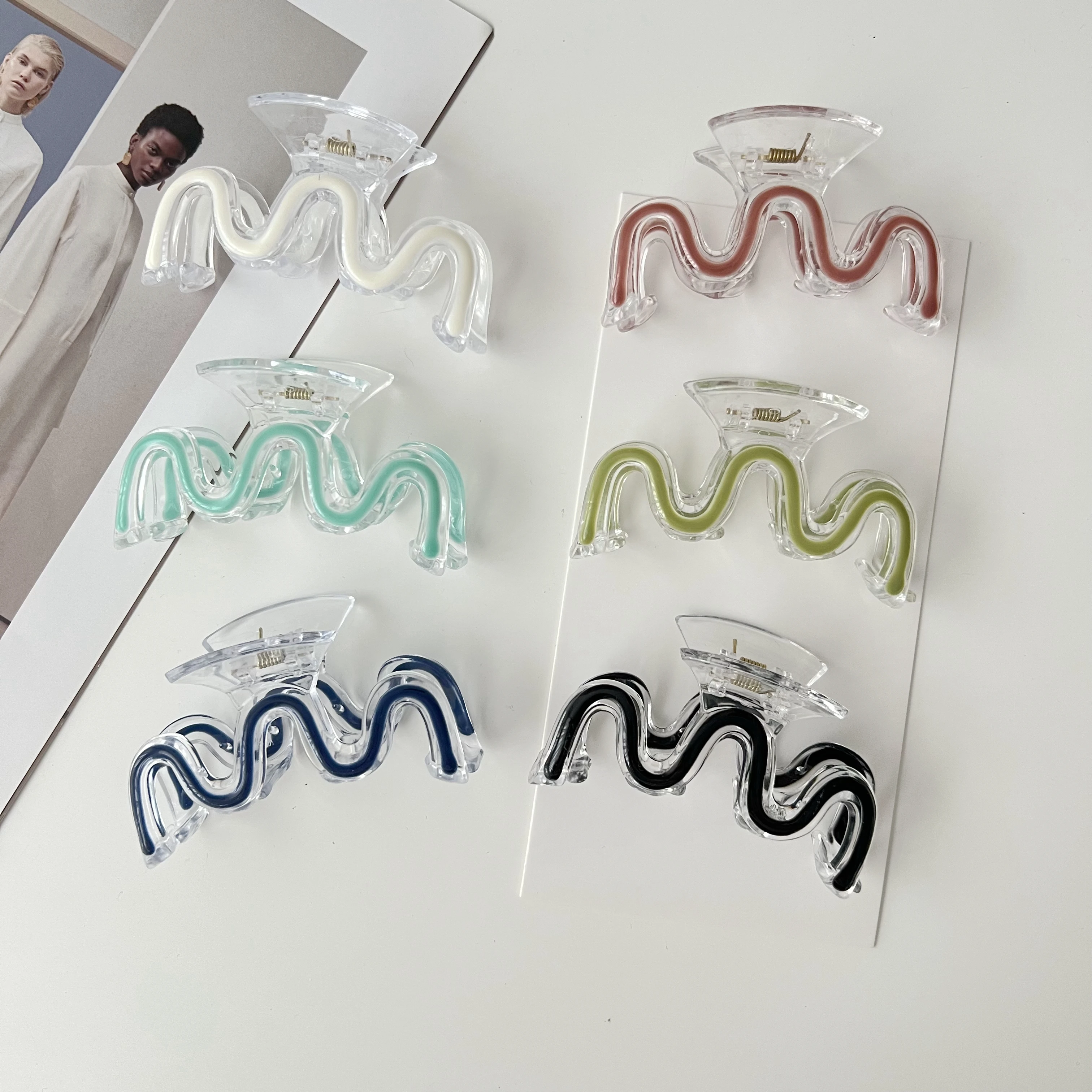 Transparent acrylic shark clip back head coiled hair headdress large size hair clips female simple temperament hair accessories