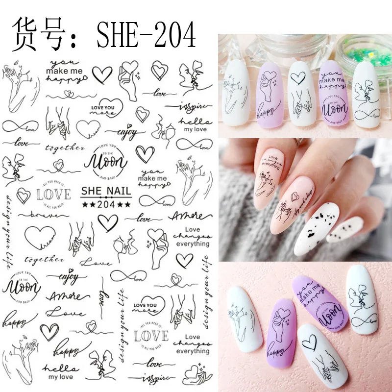 

SHE200-207 Alphabet Nail Stickers nail decals Valentine's Day love Christmas nail art stickers