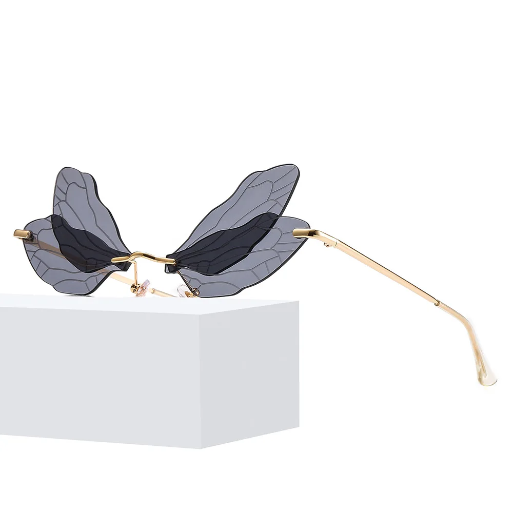 

2020 summer party wholesale hot sale new arrival designer rimless butterfly ladies sun glasses, Multi colors