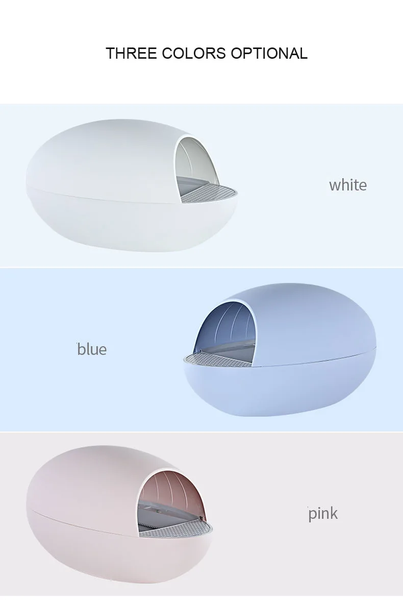 Eggs Pink Smart Cat Litter Box Semiclosed Cute Auto Waterproof