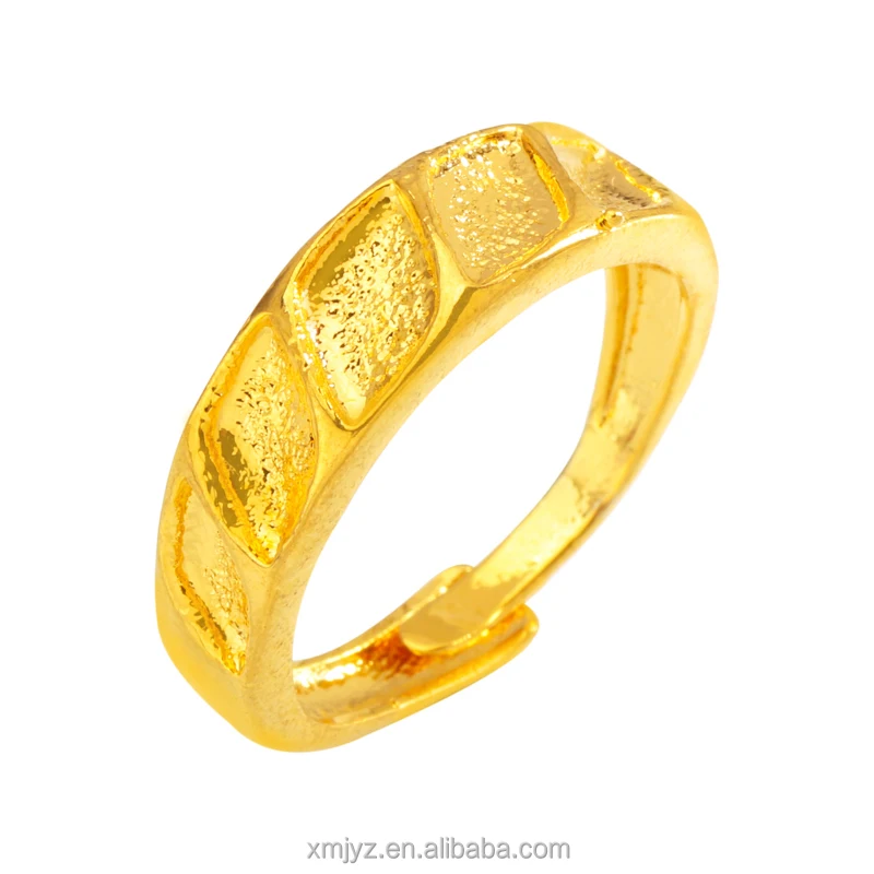 

Cross-Border Hot Sale Ring Female Brass Gold Plated Ring Prismatic Concave Pattern Open Ring Factory Direct Sales