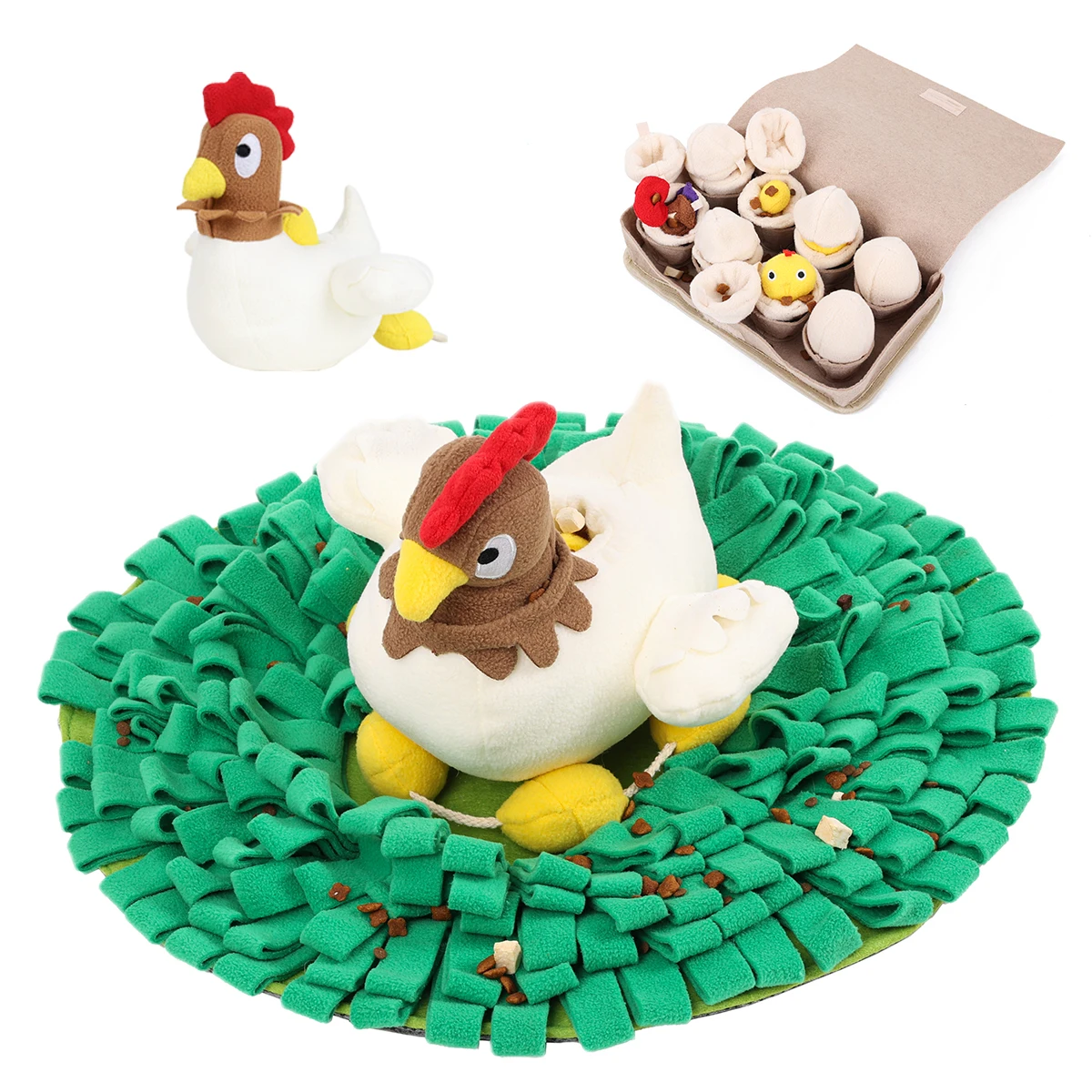 

Dog Chicken Egg Toys Slow Eatting Training Feed Bowl Snuffling Mat Pet Puzzle Game Toy