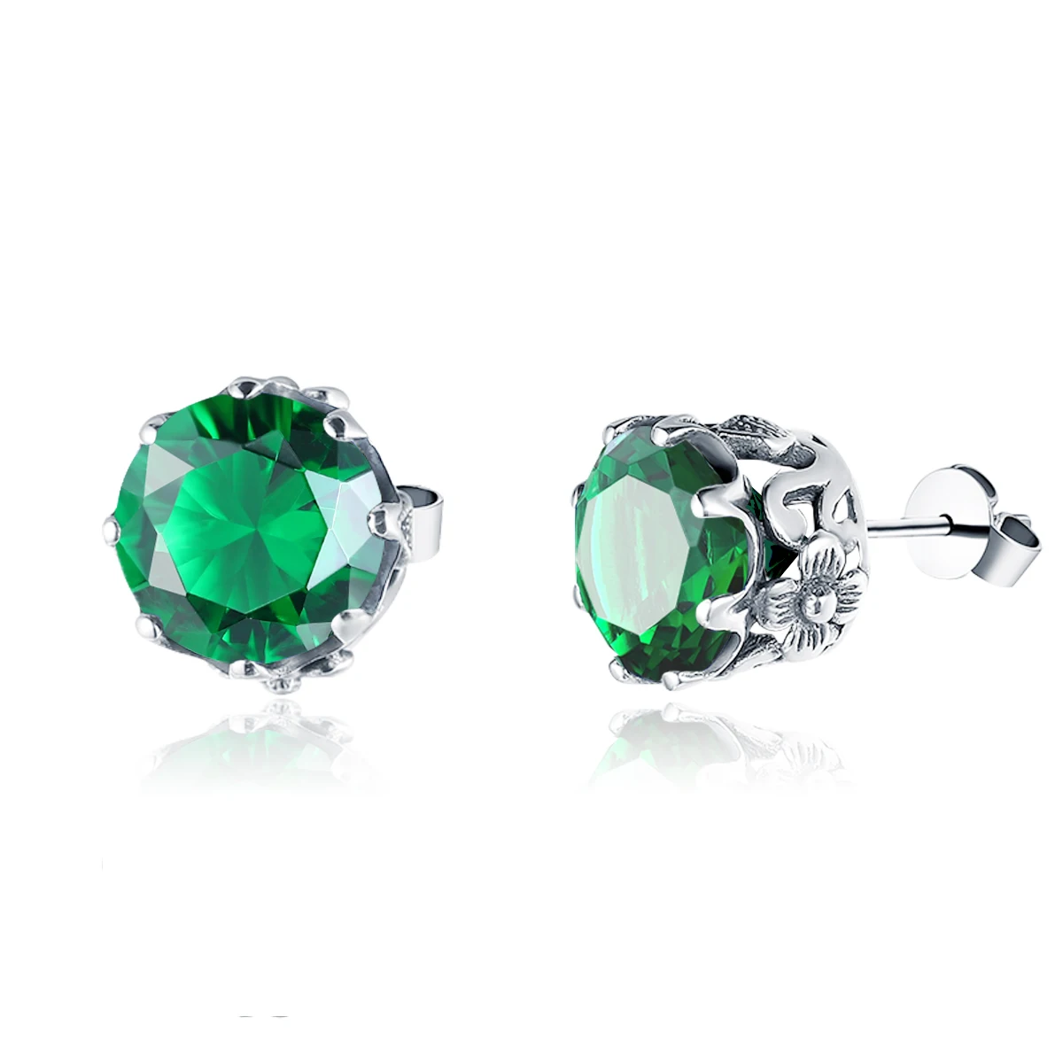 Wholesale dropshipping jewelry 925 Sterling Silver emerald Women earrings stud