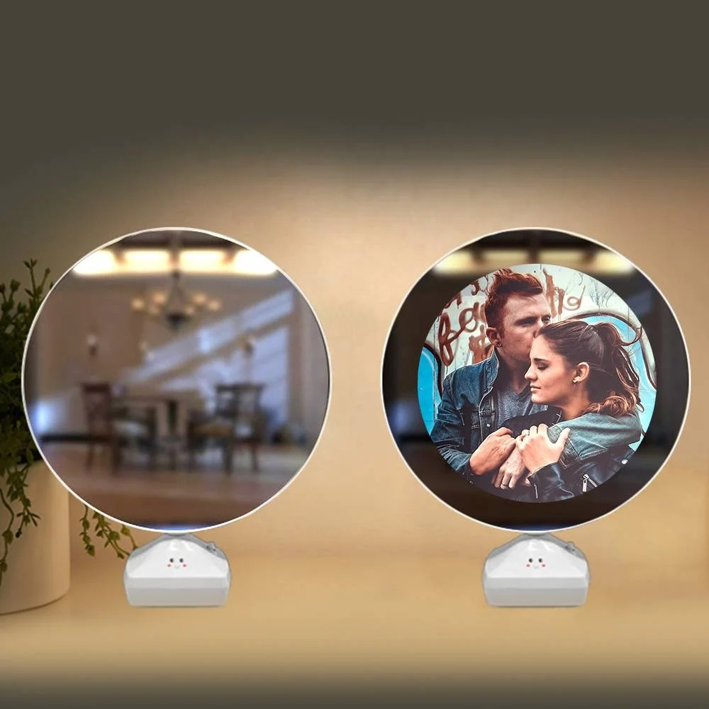

Custom Photo Night Lamp Decorative Round Magic Mirror Led Makeup Mirror With Light, Single color