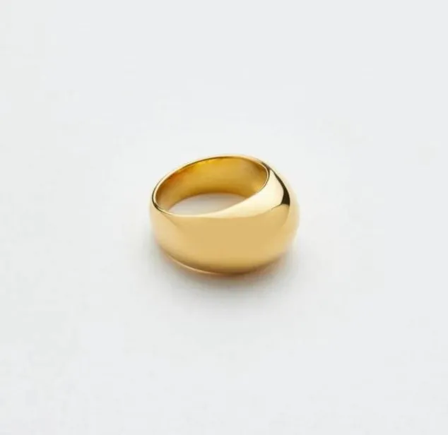 

Wholesale Minimalist Jewelry 18k Gold Plated Wide Signet Ring Chunky Thick Dome Ring For Womens, Gold,rose gold,black and silver