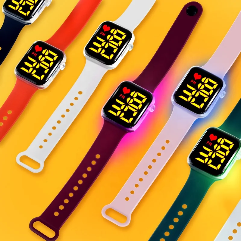 

Wholesale Alibaba online shopping rainbow light up 7 led light luminous watch with flashing light electronic digital watch