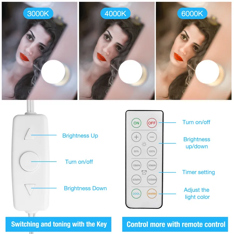 
Hollywood Style Makeup Mirror Vanity Bulbs Kit USB Cable Power Supply Vanity Mirror Lights Kit Led Mirror Lights 