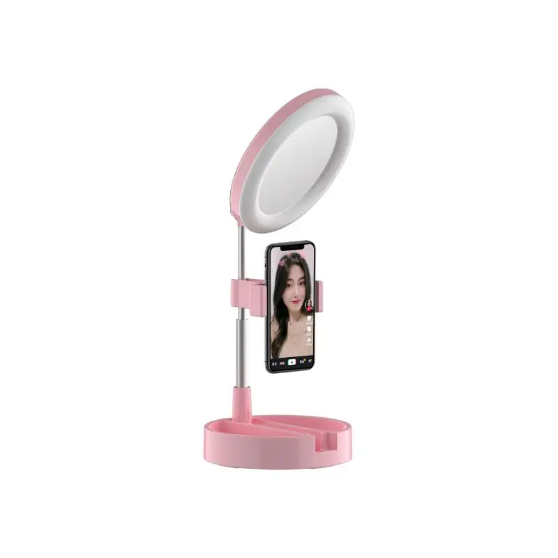 

Utwo Foldable 6 inch G3 LED Ring Light Round Stand Phone Holder Three color Light Source for Live Broadcast Selfie Video Light