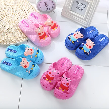 
promotion cheap summer children cute pig cartoon hole shoes pvc anti-slip kids girls boys home warehouse swimming slide slipper 