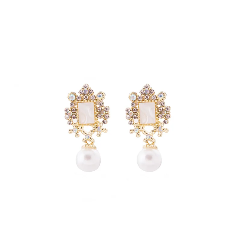 

925 silver needle vintage Pearl earring fashion women wholesale, Gold