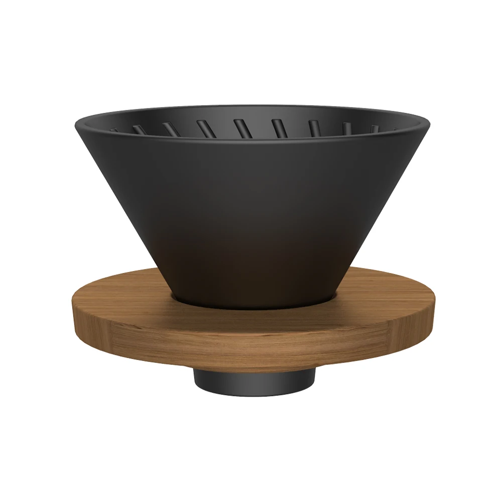 

DHPO V60 Ceramic coffee dripper with black stand wooden pallet irrigation filter pour over coffee dripper
