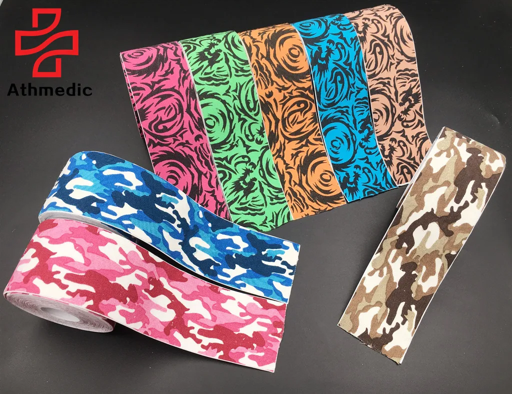 

2021 Athmedic MUSCLE sport therapy camouflage pattern camo printed kinesiology tape with printing