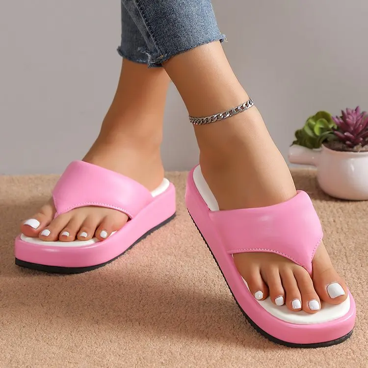 

Thick soled anti-skid sandals 2023 summer new candy color casual Flip-flops fashionable sandals