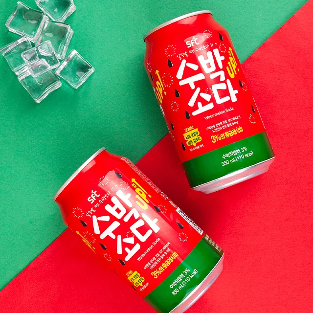 
Korean Fruit flavor Sparkling Canned Drink Watermelon Soda 350ml made in Korea  (1600138129162)