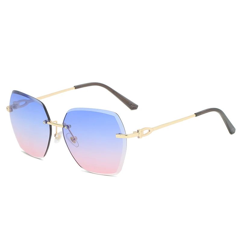 2020 hot sale Eyewear UV400 Oversized Shades Sun glasses Women Female Lady Rimless Sunglass