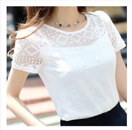 

2021 New Women Clothing Chiffon Blouse Lace Crochet Female Korean Shirts Ladies Tops Shirt White Blouses slim fit Tops
