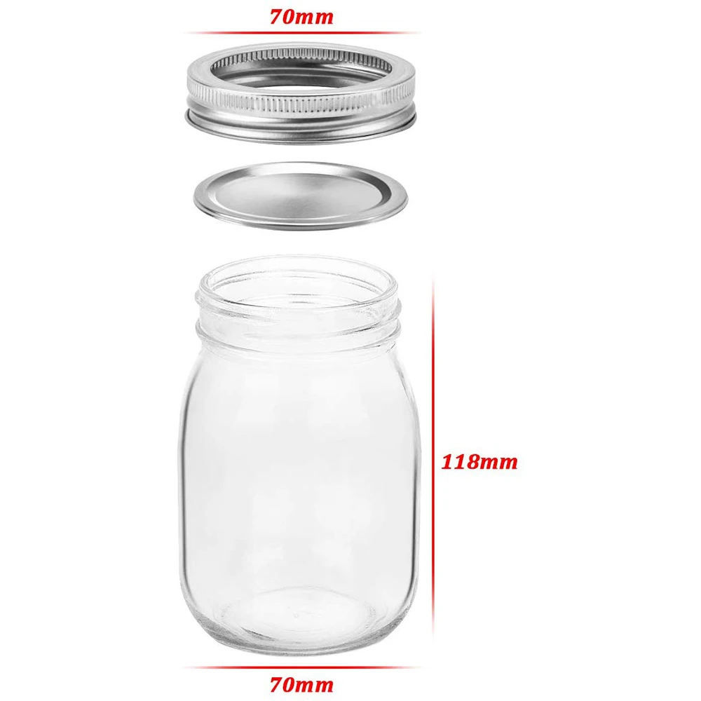 Wholesale Custom Made 380ml 12 Ounce Round Glass Mason Jar Drink Straw Glass Mason Jar Bottle