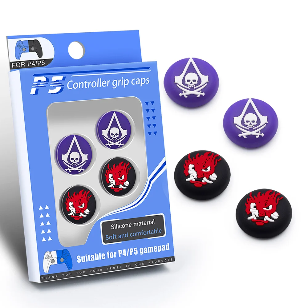 

4 In 1 Silicone Thumbstick For PS5 Thumb Stick Grip For PS5 Joystick Cover Silicone Shell, Colorful